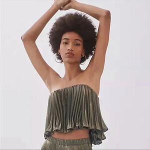 Anthropologie by Anthropologie metallic pleated bandeau crop top